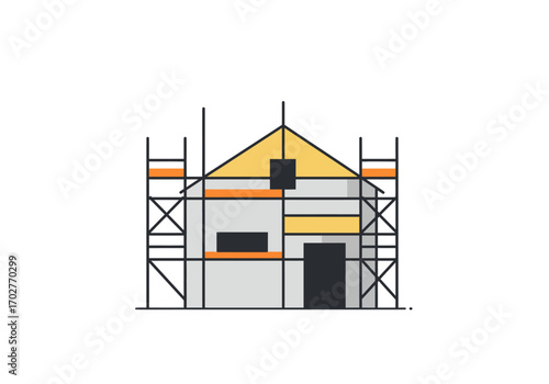 House Under Construction Scaffolding.
