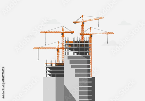 Construction Site of Modern Skyscraper.