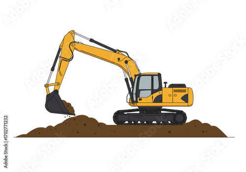 Powerful Excavator Digging Earth.
