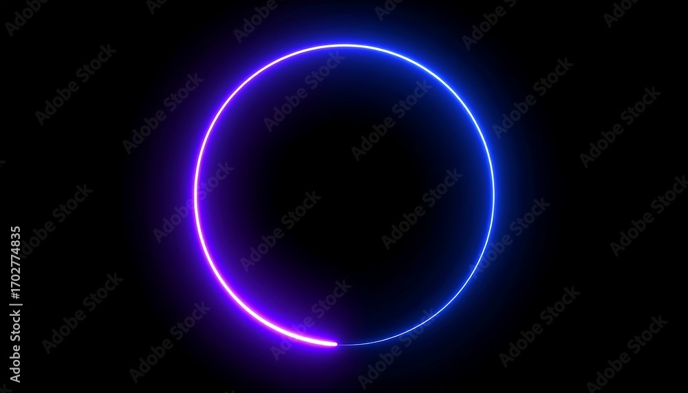 Obraz premium Neon circle glow on black