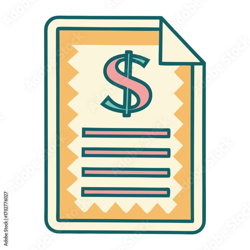 Stylized dollar bill icon symbolizing financial transactions and income generation vector