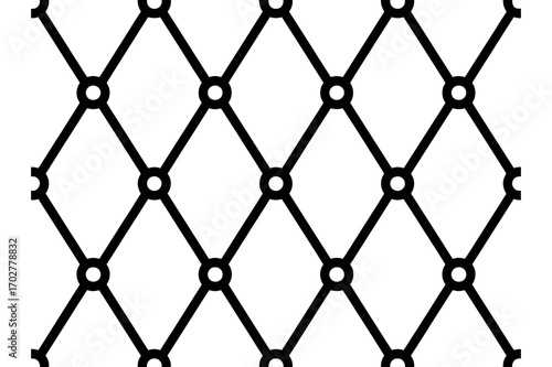 A geometric pattern of interconnected circles and diagonal lines forming a diamond grid design