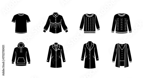 Clothing Items A Collection of Silhouette Outfits for Fashion Concepts