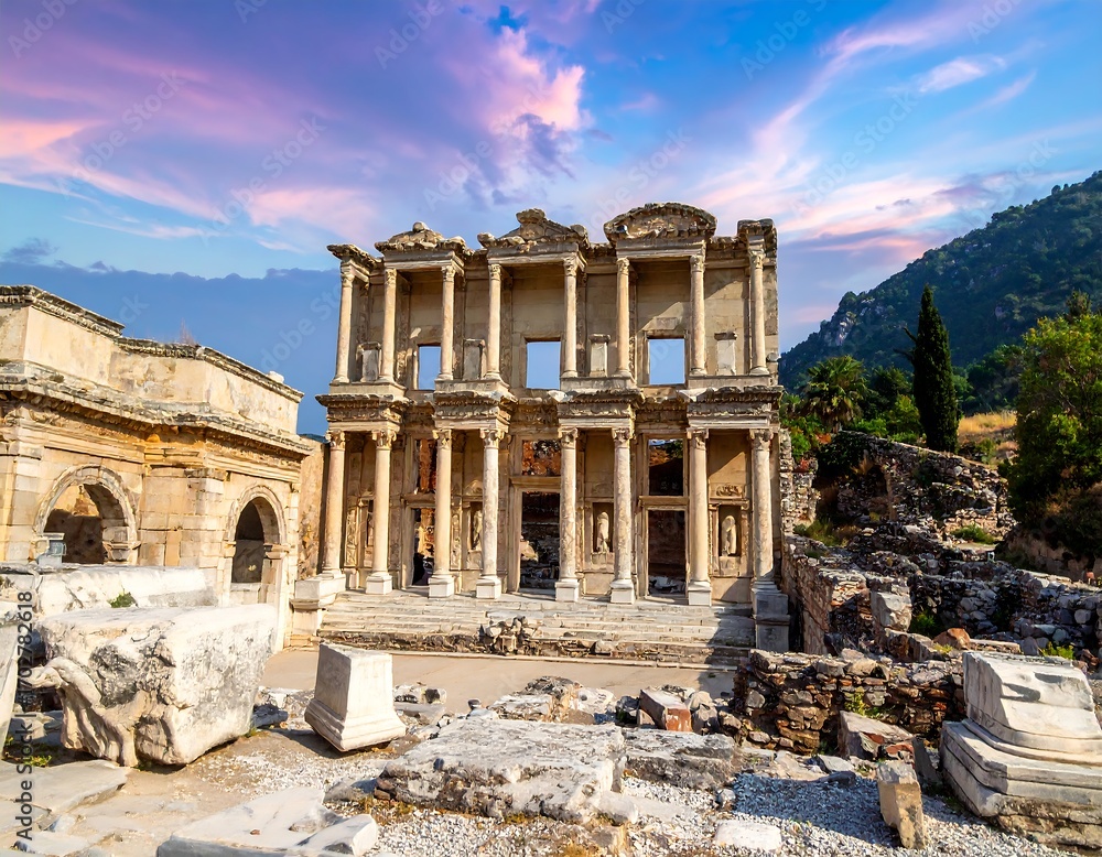 Obraz premium Ancient ruins under a vibrant sky