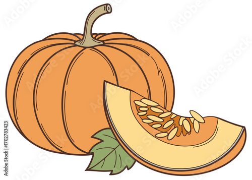 Fresh Whole Pumpkin Isolated on White Background