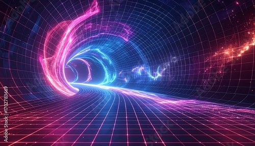 Fototapeta Naklejka Na Ścianę i Meble -  Abstract digital tunnel