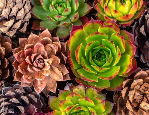 Succulent and Pine Cone Arrangement