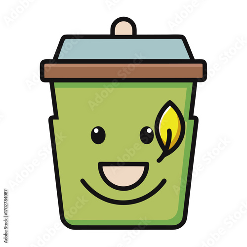 Compost Bin Cartoon Vector Icon on Transparent Background