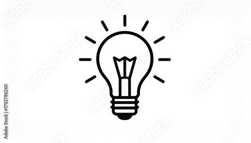 Minimalist light bulb icon, flat vector