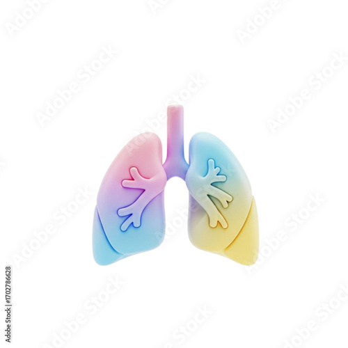 Colorful 3d lungs illustration isolated on transparent background