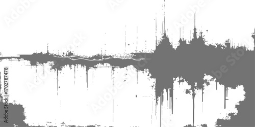 Grunge frame with black ink splat and distressed paper texture