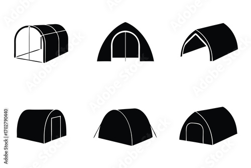 Collection of Various Shelter and Camping Icons
