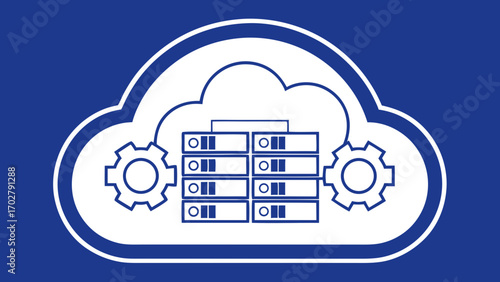 Blue cloud computing servers gears data storage