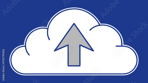 Cloud with gray upward arrow blue upload download