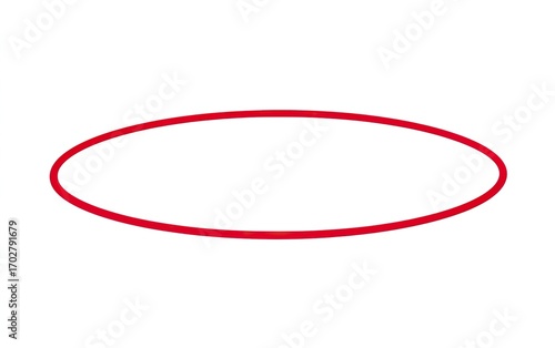 A simple image featuring a horizontally-oriented, slightly elongated red oval shape set against a plain white background.  The oval's line is consistent and evenly thick