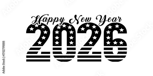 Happy new year 2026 text design for banner card template vector illustration.