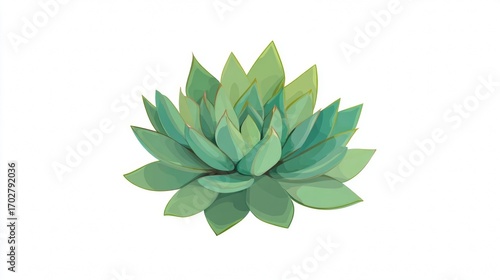 Closeup of a fresh green aloe vera succulent plant with spiky leaves isolated on a white background