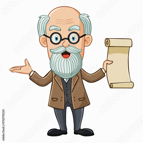 eccentric elderly professor vector illustration for education and creative branding