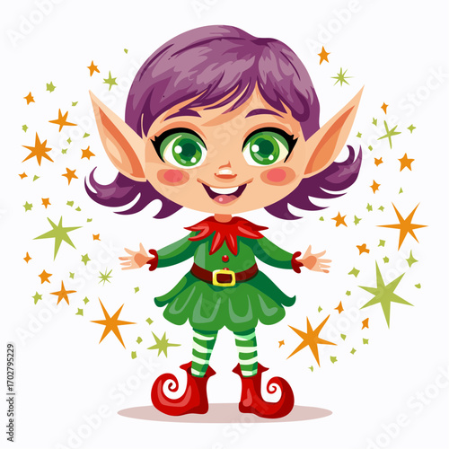 pastel-colored elf child vector illustration for fantasy and children’s branding
