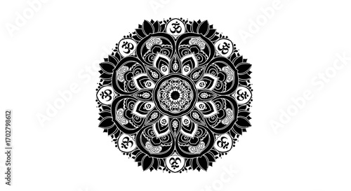 black and white ornamental round ornament