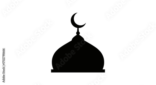 Mosque dome with crescent moon black silhouette vector