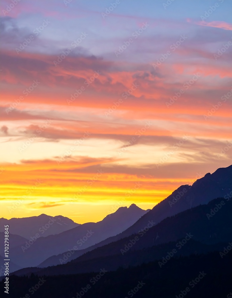Fototapeta premium Colorful mountain sunset