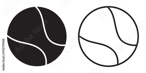 Sports outline icons-Tennis balls. Collection of tennis ball icons in outline styles. Ideal for sports, fitness, and recreational-themed designs.