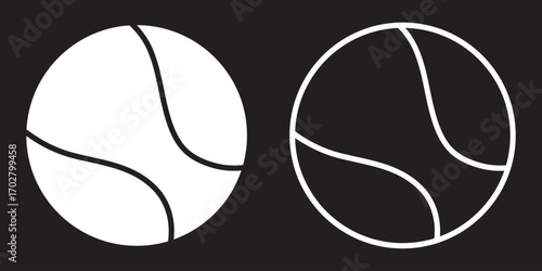 Sports outline icons-Tennis balls. Collection of tennis ball icons in outline styles. Ideal for sports, fitness, and recreational-themed designs.
