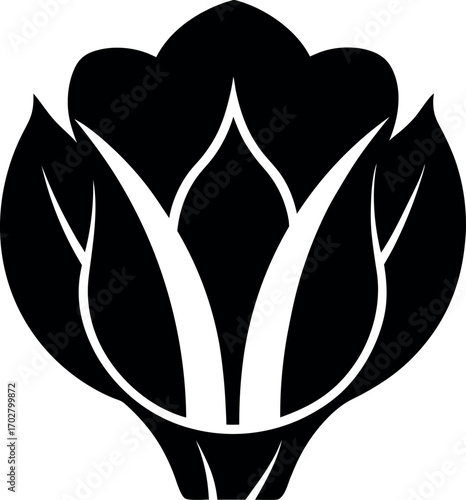 Minimalist Bok Choy Vegetable Icon Illustration