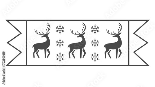 Minimalist dark grey reindeer snowflake silhouettes banner christmas winter
