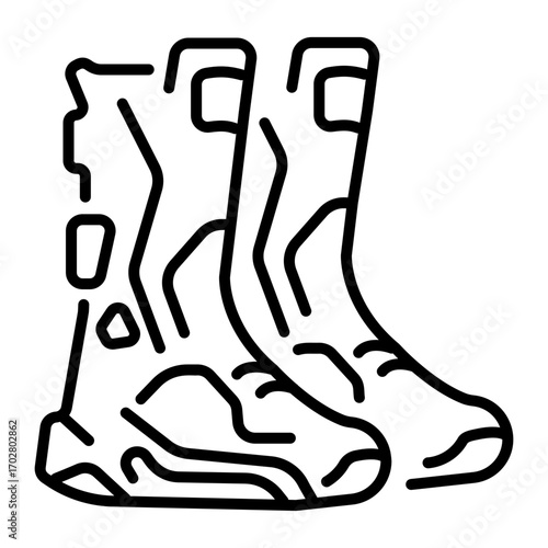 A linear icon representing gaming shoes