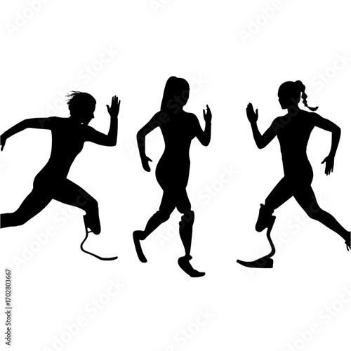Dynamic athletes with prosthetics excel in motion, showcasing strength and determination in athletic pursuits