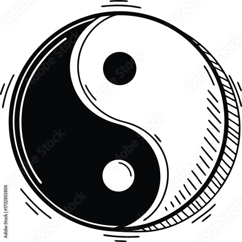 A simple yin yang sign on a white background, a symbolic illustration of harmony and balance in Chinese culture