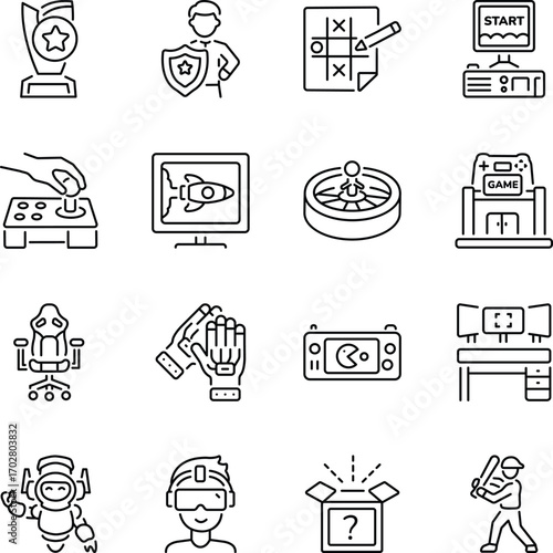 Collection of Gaming and Entertainment Linear Icons 