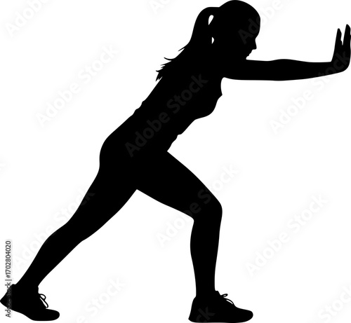 People pushing pose silhouette, Male pushing pose silhouette, Female pushing pose silhouette, Person pushing pose silhouette, People pushing pose svg- V01