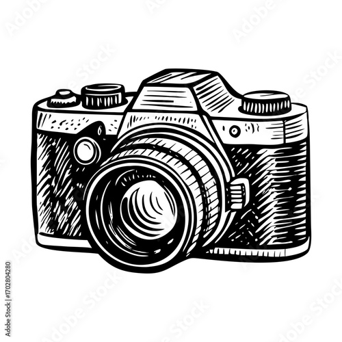 A sketchy style illustration representing digital camera