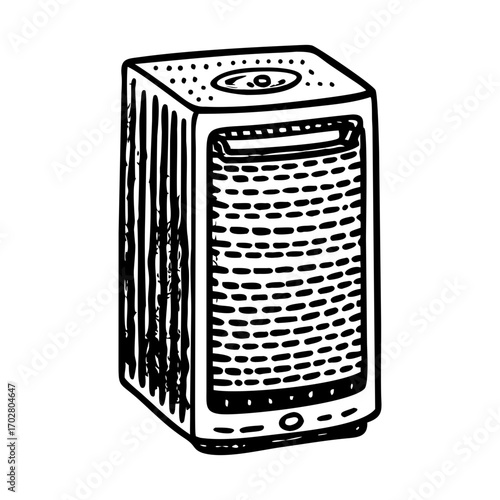 A vintage style illustration showing air purifier