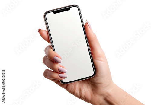 Hand holding a smartphone with blank screen (9)