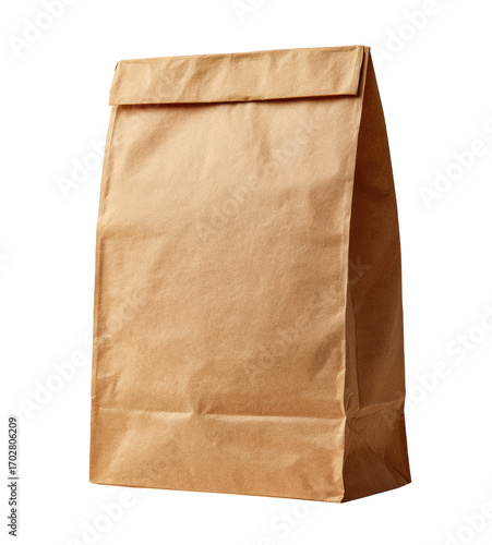 Light brown paper lunch bag, closed