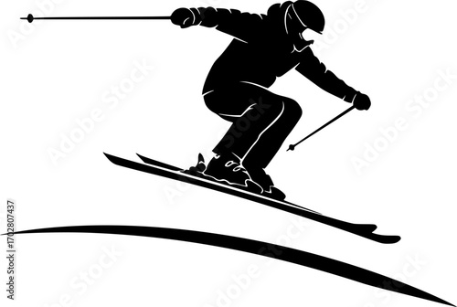 Skiing silhouette, Skier silhouette, Ski silhouette, Skier vector set, Skiing svg, Snowboarding silhouette, Winter sport silhouette