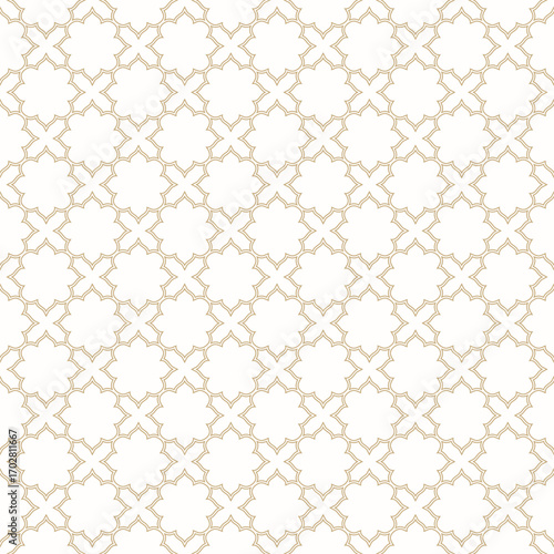 Wallpaper Mural Luxury abstract geometric seamless pattern in arabesque style. Vector golden ornamental lines texture, elegant floral lattice, grid. Subtle gold oriental background, traditional Islamic ornament Torontodigital.ca
