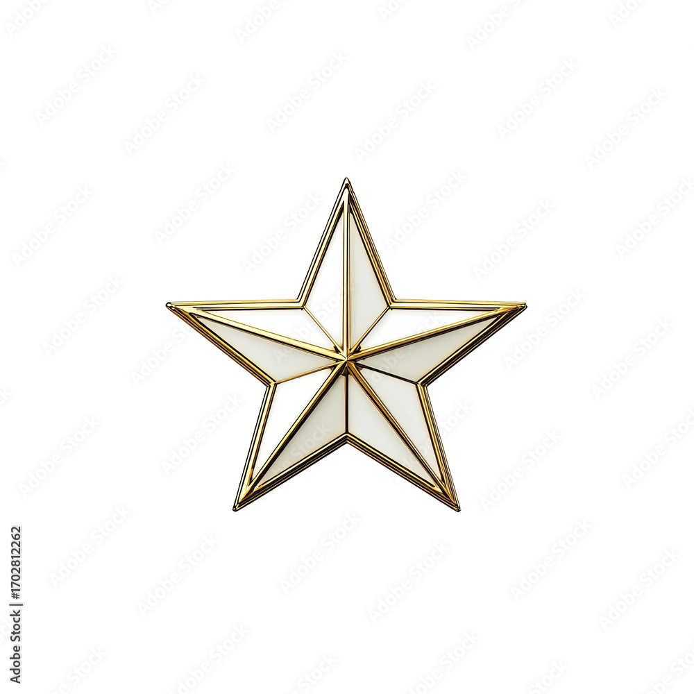 Obraz premium A 3D rendered, ornate white star with gold accents