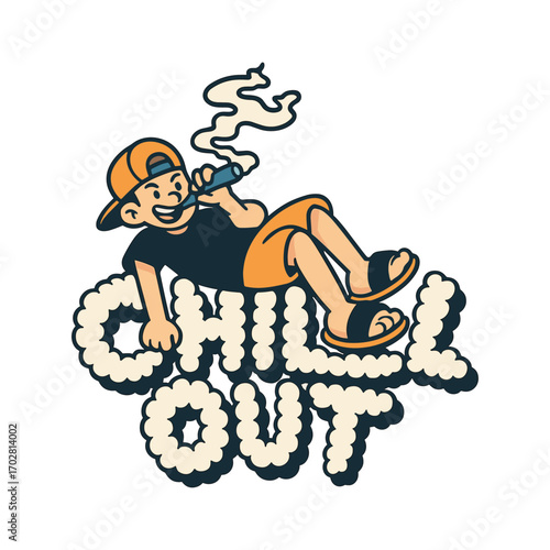 Chill out vape boy vector cartoon