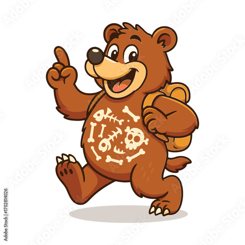 Cartoon bear backpacker vector mascot cartoon