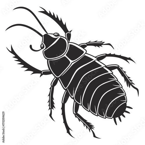 Detailed cockroach illustration for pest control designs or educational insect projects, perfect for biology, science, or entomology resources
