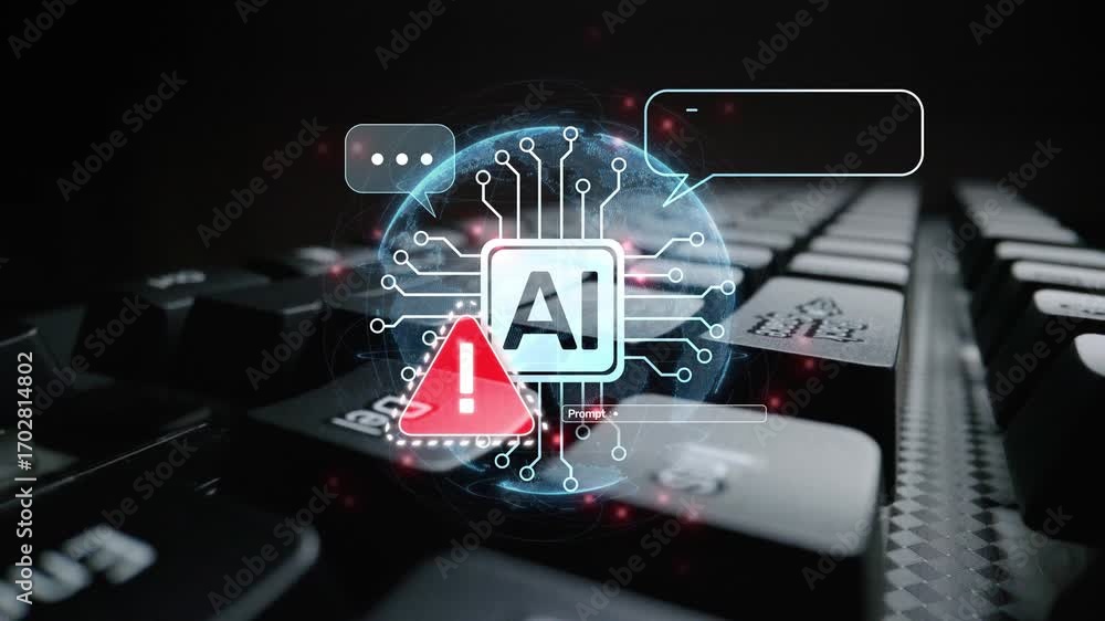 AI interface showing prompt error warning and system alert. AI prompt ...