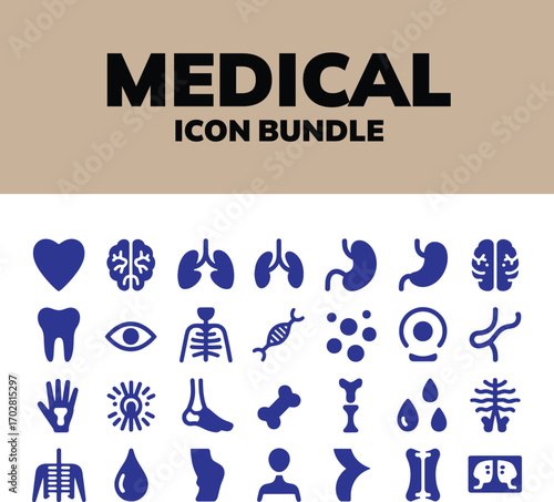 Medical icons bundle graphic design health anatomy