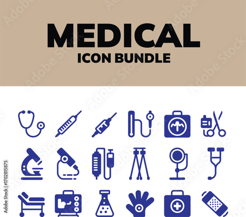 Medical icon bundle with healthcare symbols icons stethoscope