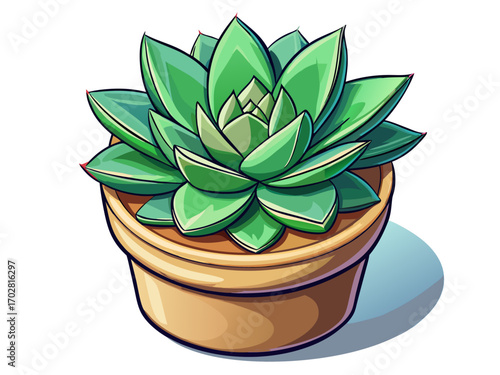 A high-quality vector illustration of a succulent plant in a small pot, isolated on a white background