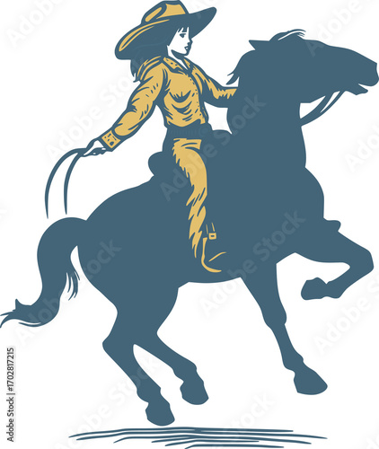 horse and rider -blue yellow